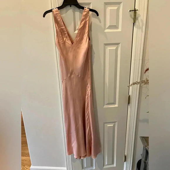 NEW FRAME Pink Clay Satin Sleeveless Maxi Slip Dress - Picture 6 of 7